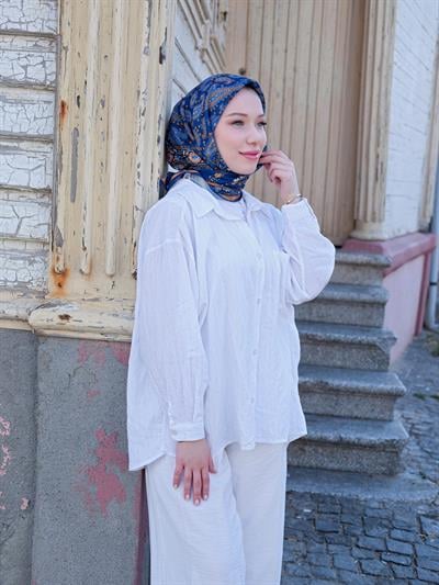 Charlotte Desen Eşarp Turkuaz Camel
