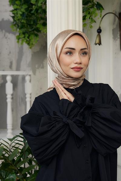 Chic Desen İpeksi Jakar Eşarp Altın