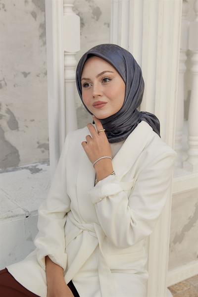 Chic Desen İpeksi Jakar Eşarp Füme