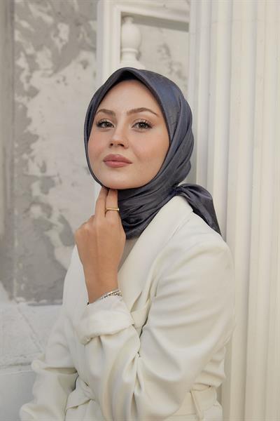 Chic Desen İpeksi Jakar Eşarp Füme