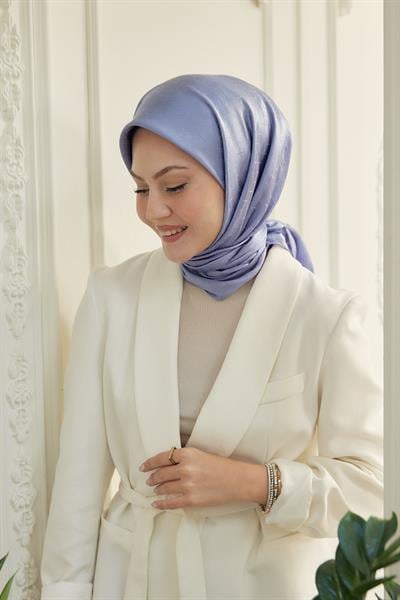 Chic Desen İpeksi Jakar Eşarp Leylak