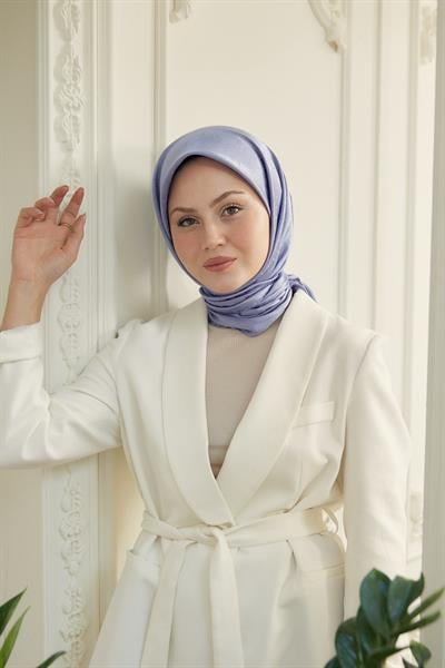 Chic Desen İpeksi Jakar Eşarp Leylak