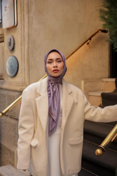 Chic Desen İpeksi Jakar Eşarp Menekşe