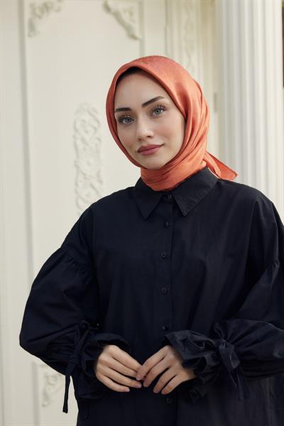 Chic Desen İpeksi Jakar Eşarp Tarçın