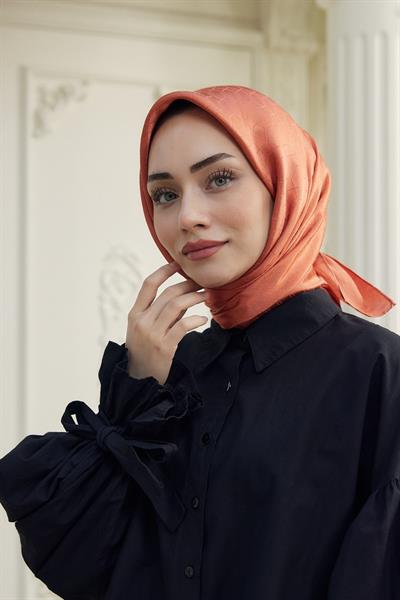 Chic Desen İpeksi Jakar Eşarp Tarçın