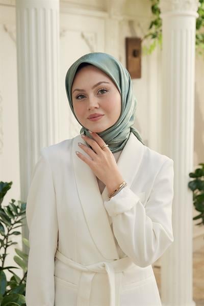 Chic Desen İpeksi Jakar Eşarp Mint Yeşili