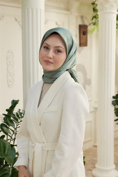 Chic Desen İpeksi Jakar Eşarp Mint Yeşili