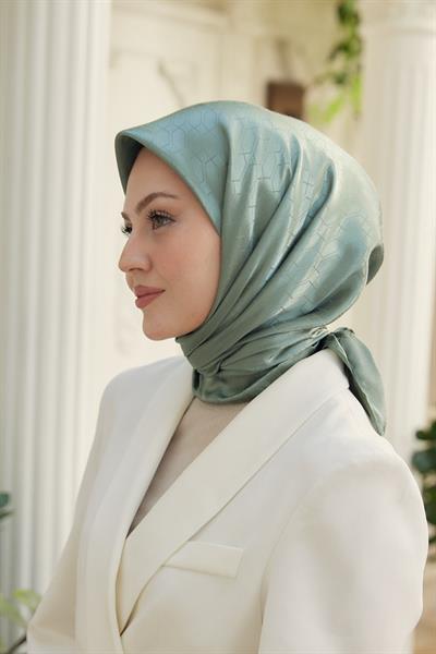 Chic Desen İpeksi Jakar Eşarp Mint Yeşili