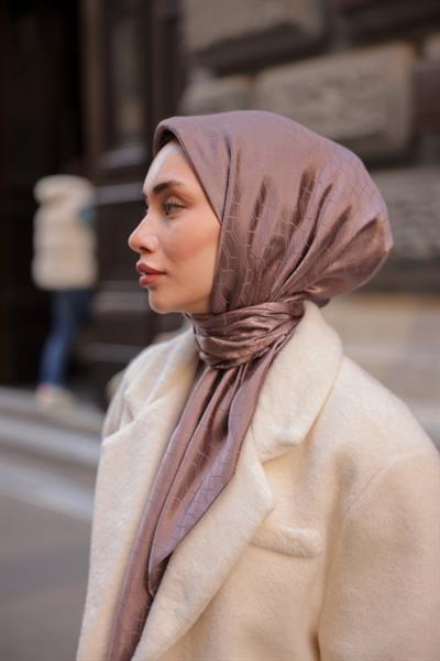 Chic Desen İpeksi Jakar Eşarp Moda Vizonu