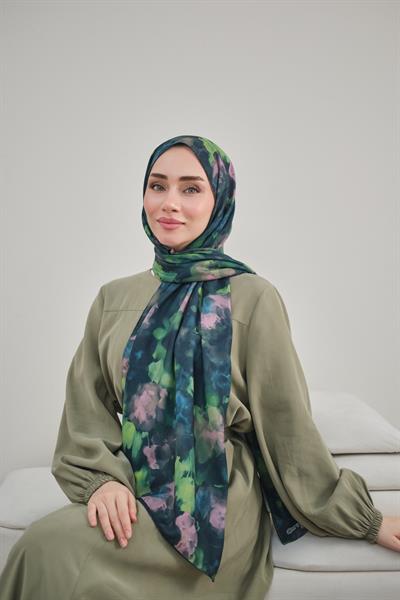 Cloudy Desenli Pamuk Şal Yeşil