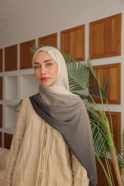 Degrade Desen Pamuk İpek Şal Bej