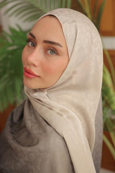 Degrade Desen Pamuk İpek Şal Bej