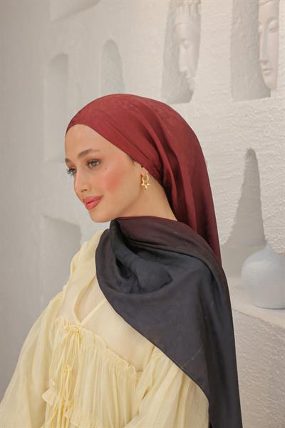 Degrade Desen Pamuk İpek Şal Bordo