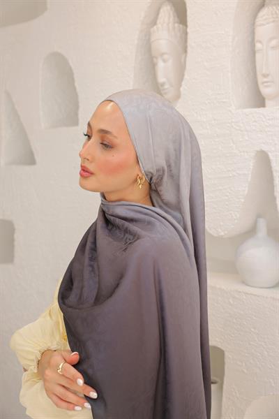 Degrade Desen Pamuk İpek Şal Gümüş