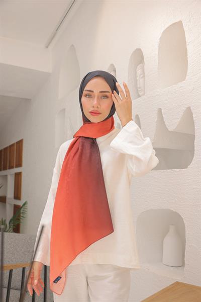 Degrade Desen Pamuk İpek Şal Nar Çiçeği Siyah