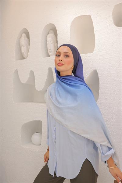 Degrade Desen Pamuk İpek Şal Okyanus