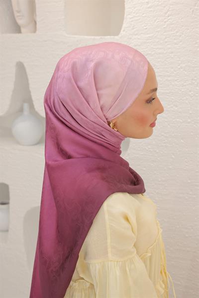 Degrade Desen Pamuk İpek Şal Şeker Pembe