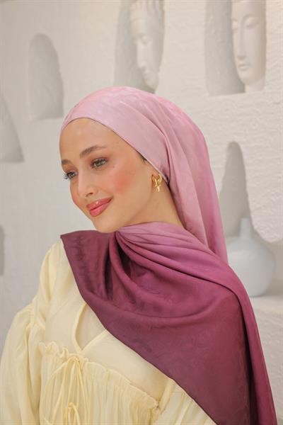 Degrade Desen Pamuk İpek Şal Şeker Pembe