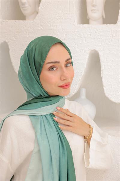 Degrade Desen Pamuk İpek Şal Su Yeşili