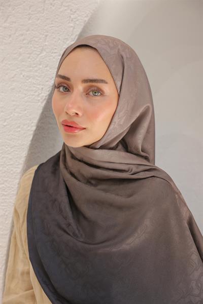 Degrade Desen Pamuk İpek Şal Vizon