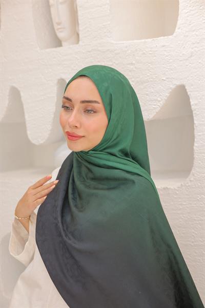 Degrade Desen Pamuk İpek Şal Zümrüt Yeşil