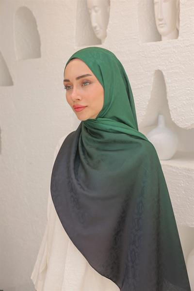 Degrade Desen Pamuk İpek Şal Zümrüt Yeşil