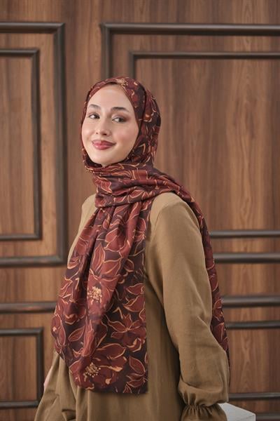 Dora Desenli Pamuk Şal Bakır