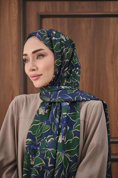 Dora Desenli Pamuk Şal Mavi Yeşil