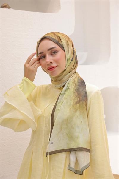 Dream Colour Desen Pamuk İpek Şal Bakır Yeşil