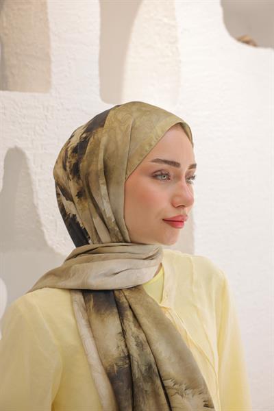 Dream Colour Desen Pamuk İpek Şal Bej