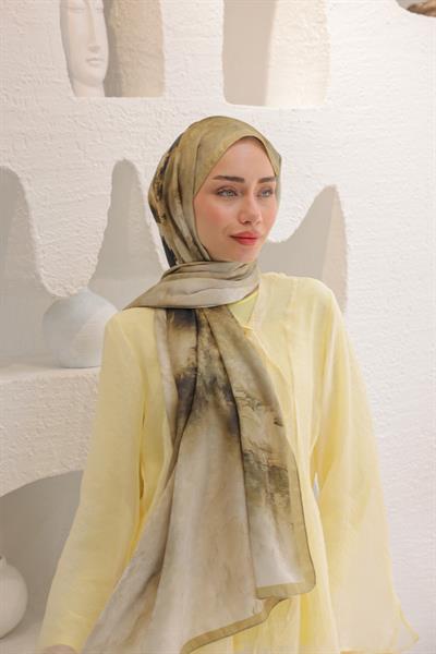 Dream Colour Desen Pamuk İpek Şal Bej