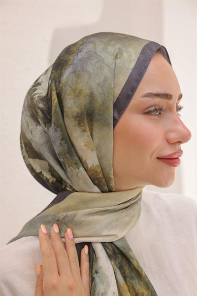 Dream Colour Desen Pamuk İpek Şal Ceviz