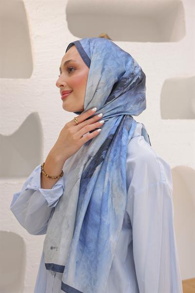 Dream Colour Desen Pamuk İpek Şal Gök Mavi
