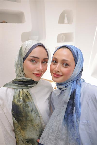 Dream Colour Desen Pamuk İpek Şal Gök Mavi