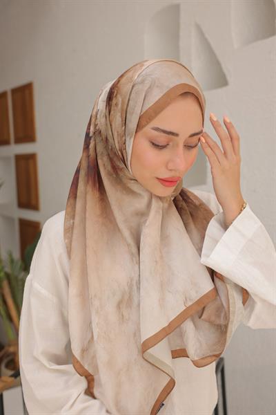 Dream Colour Desen Pamuk İpek Şal Karamel