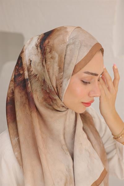 Dream Colour Desen Pamuk İpek Şal Karamel