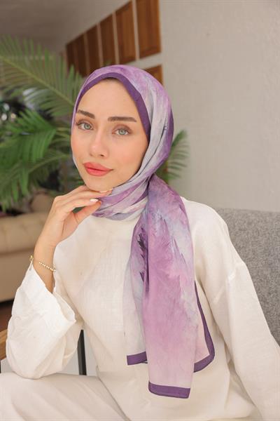 Dream Colour Desen Pamuk İpek Şal Leylak