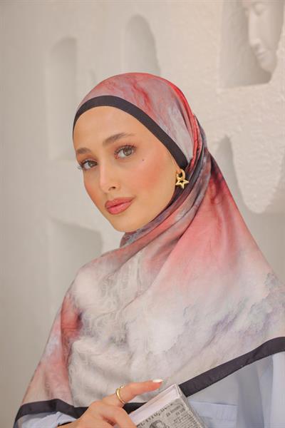 Dream Colour Desen Pamuk İpek Şal Nar Çiçeği