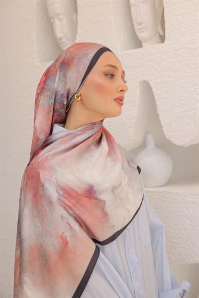 Dream Colour Desen Pamuk İpek Şal Nar Çiçeği