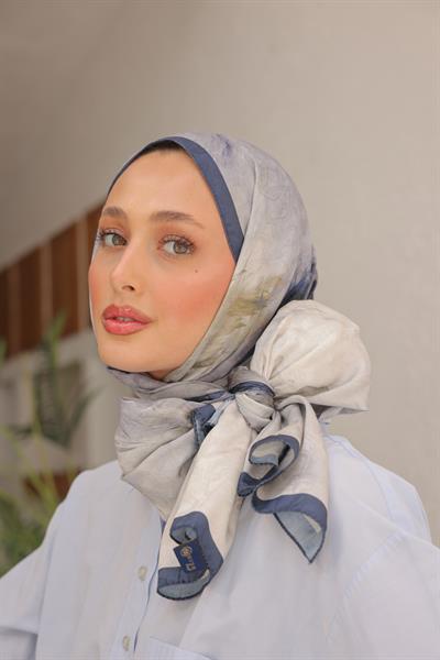 Dream Colour Desen Pamuk İpek Şal Taş Mavi