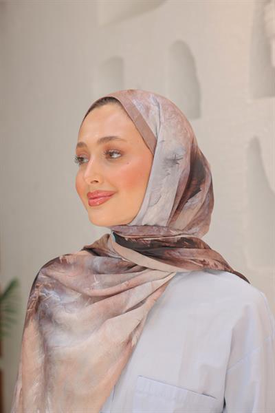 Dream Colour Desen Pamuk İpek Şal Vizon