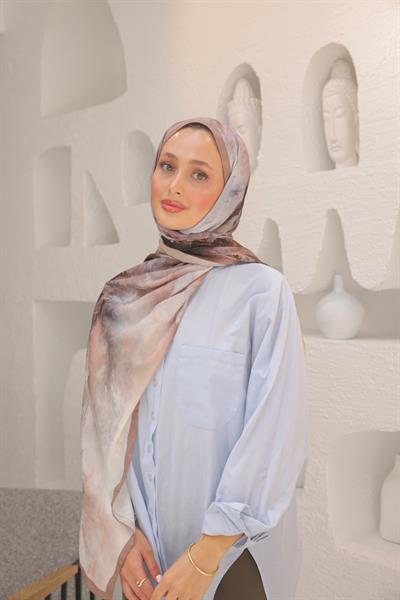 Dream Colour Desen Pamuk İpek Şal Vizon
