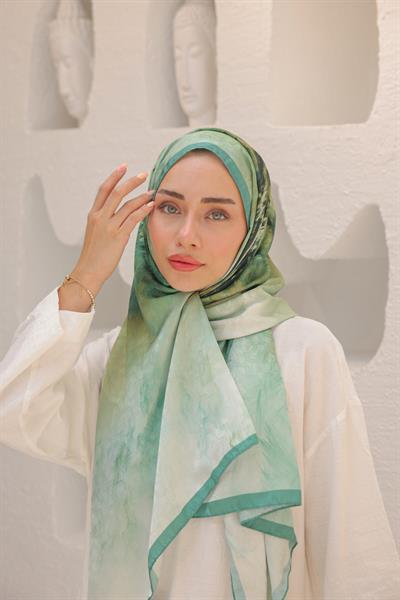 Dream Colour Desen Pamuk İpek Şal Yeşil