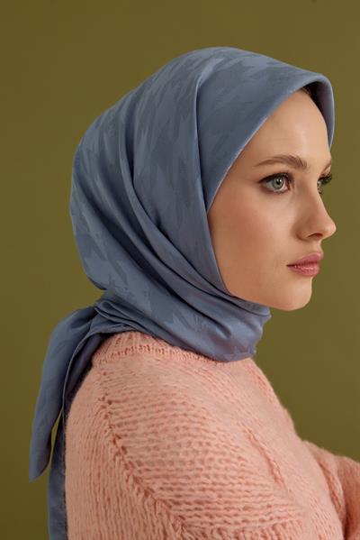 Eskiz Kazayağı Eşarp Gök Mavi