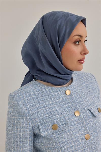 Eskiz Kazayağı Eşarp Kot Mavi