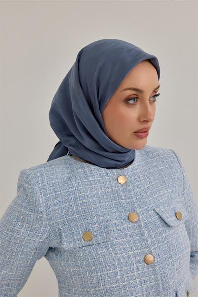 Eskiz Kazayağı Eşarp Kot Mavi