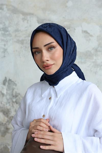 Eskiz Kazayağı Eşarp Lacivert
