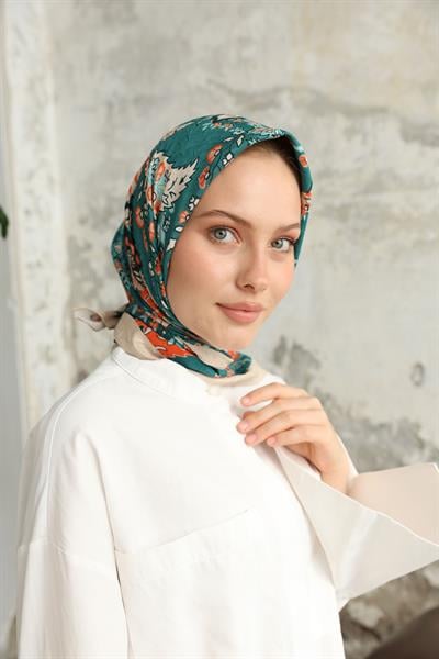 Etro Desen Bambu Kraş Eşarp Petrol Yeşil