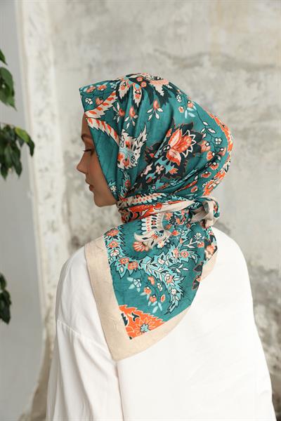 Etro Desen Bambu Kraş Eşarp Petrol Yeşil