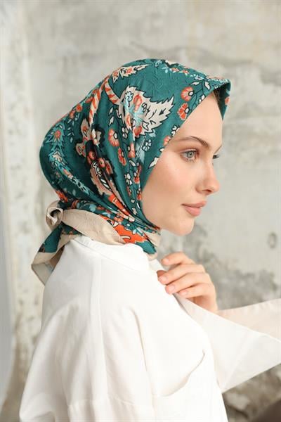 Etro Desen Bambu Kraş Eşarp Petrol Yeşil